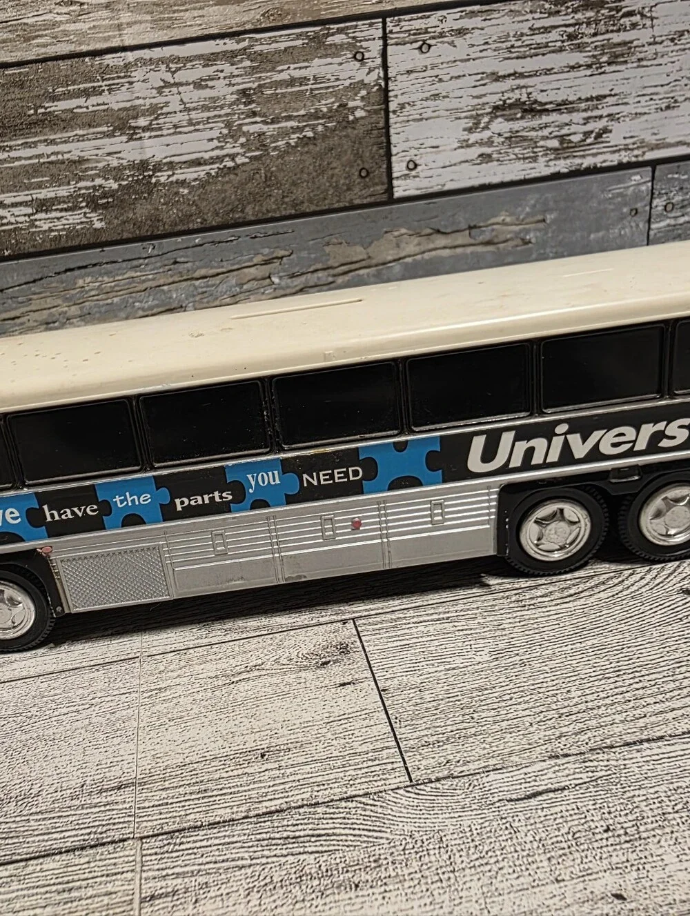 Coach Parts Blue & White Toy Bus - Kids Piggy Bank